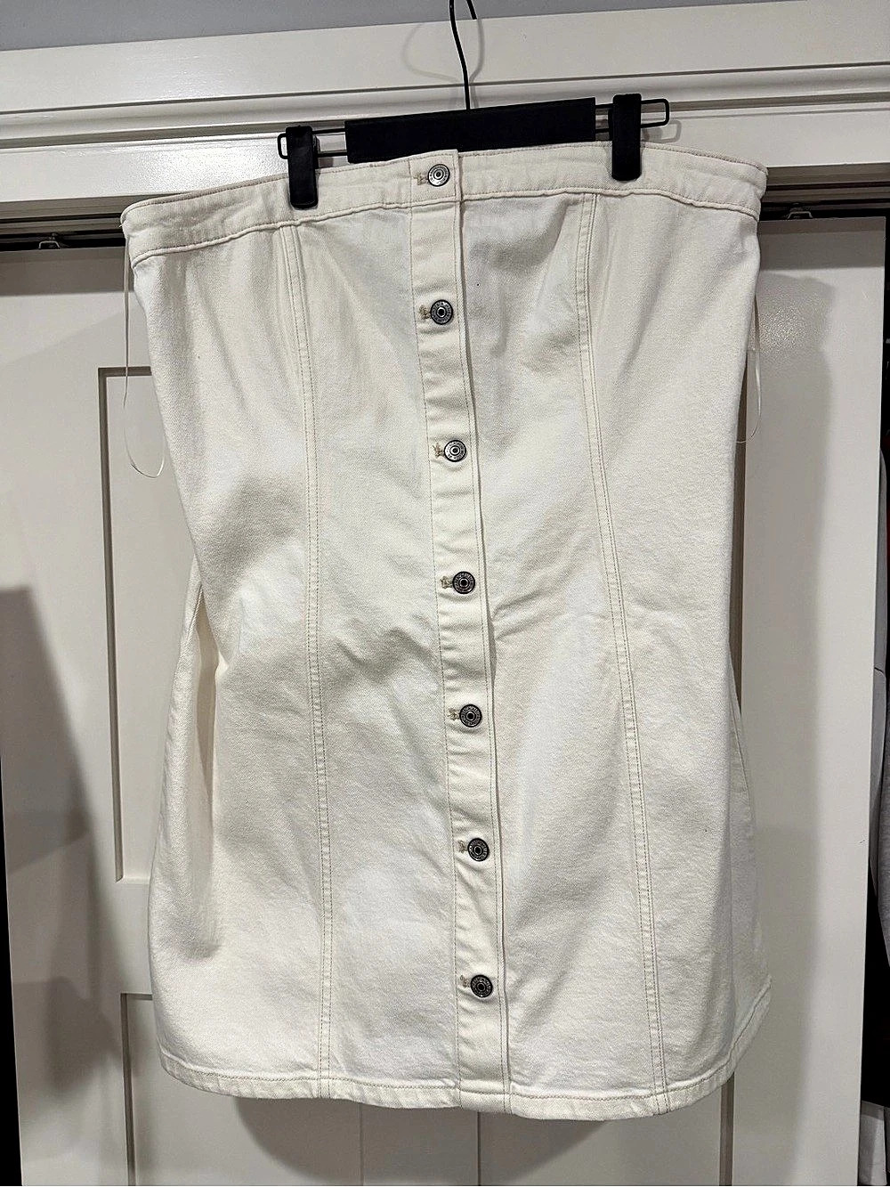 Abercrombie & Fitch Button Denim Dress White XL TALL